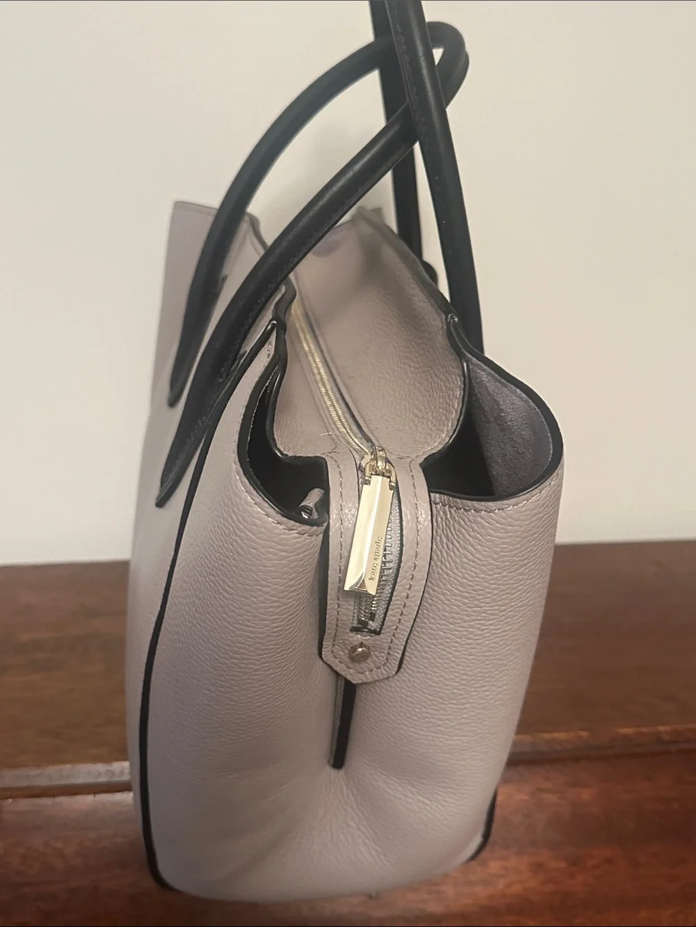 kate spade Two-Tone Pebbled Leather Tote in Dusty Rose and Black
